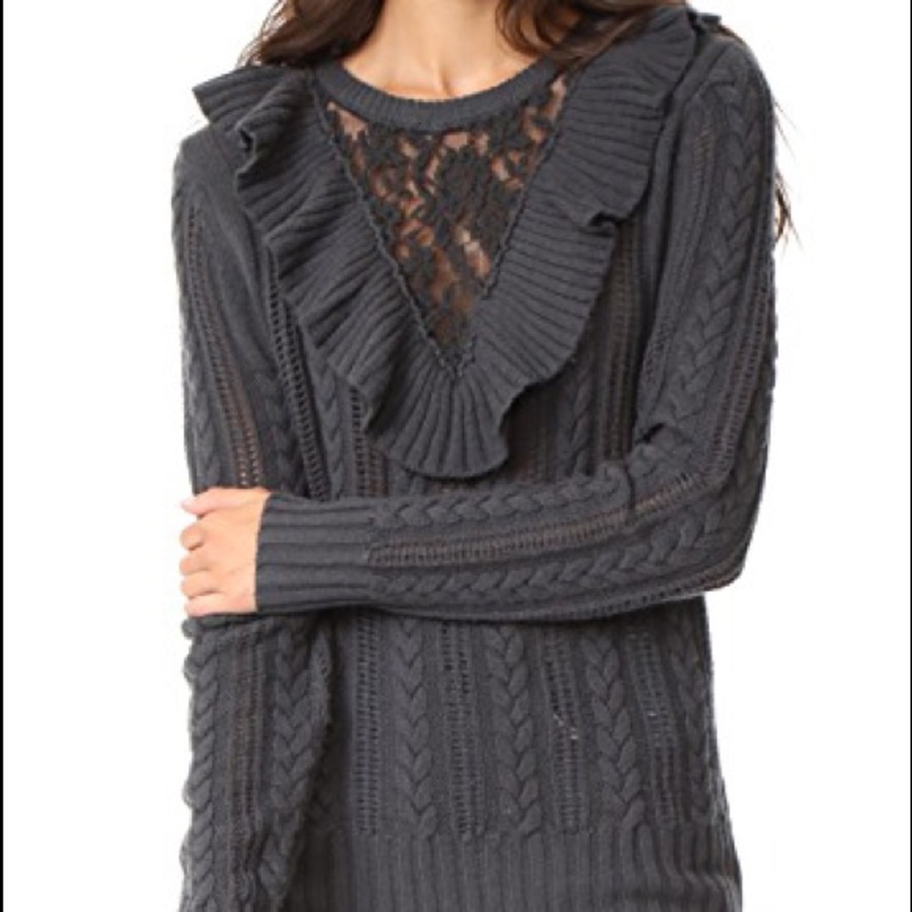 grey nightcap lace inset sweater